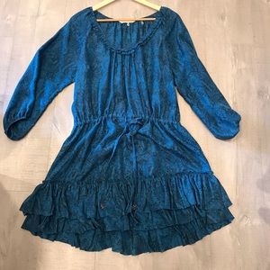 Rebecca Taylor silk ruffle blousy 3/4 sleeve dress